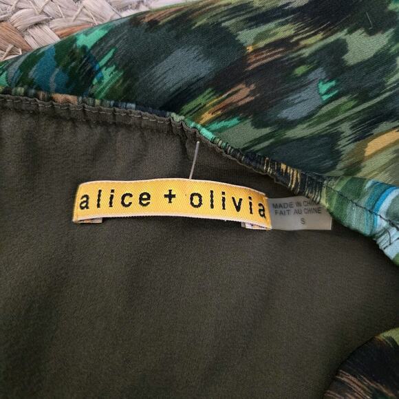 Alice + Olivia Silk Slip Dress Floral Tulips Paint Abstract Small - Picture 4 of 5